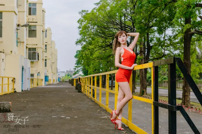 [Mzsock] NO.047 Abby red dress short skirt high heels beautiful legs outdoor shot street photography#[106P]-21